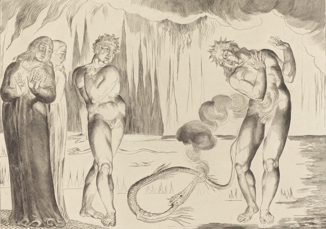 Varkaiden ympyrä, Buoso Donati käärmeen kimppuun, 1827. tekijältä William Blake