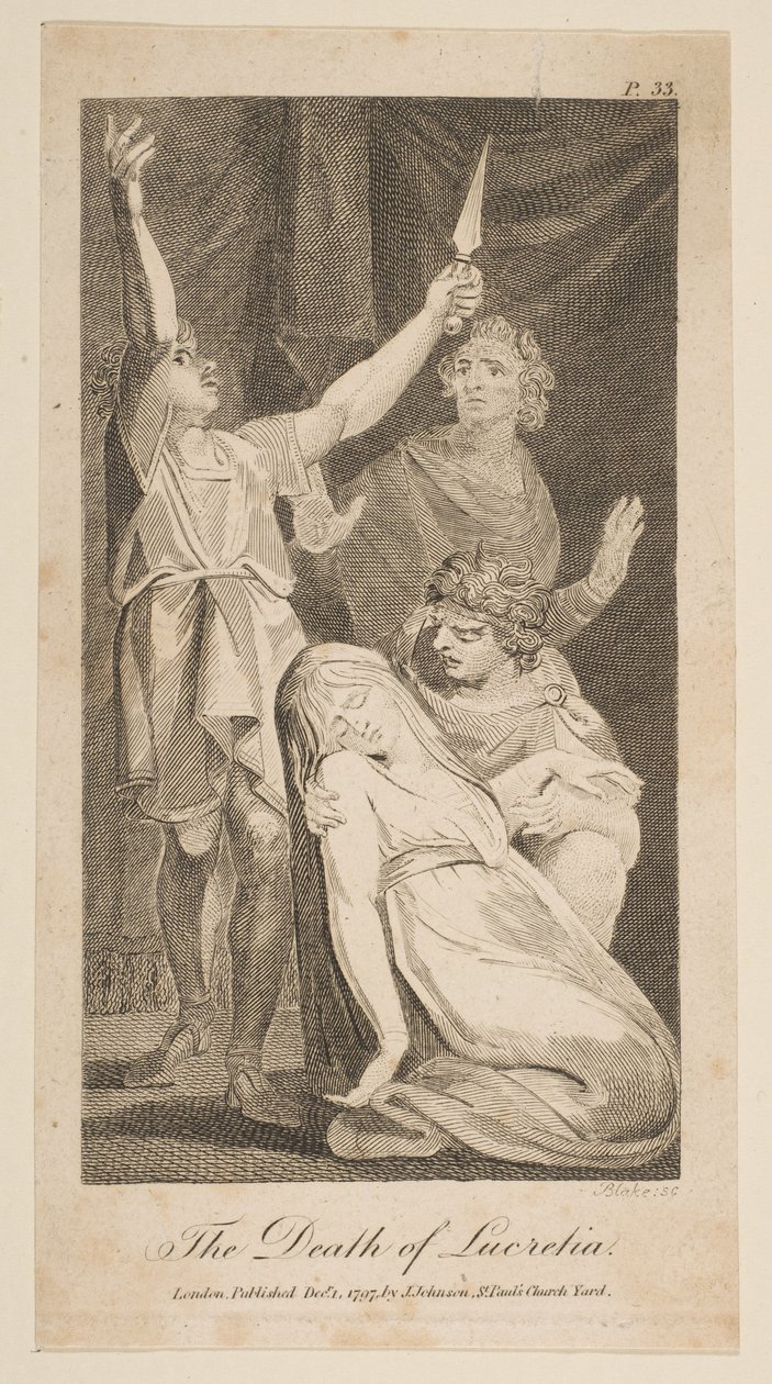 Lucretian kuolema, Allensin uusi ja puolueeton Rooman historia, 1797. tekijältä William Blake