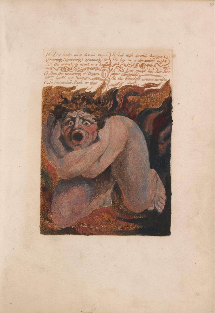 Urizenin ensimmäinen kirja, levy 10, 12- Los Howld tuhoisassa haihdutuksessa (Bentley 7) tekijältä William Blake