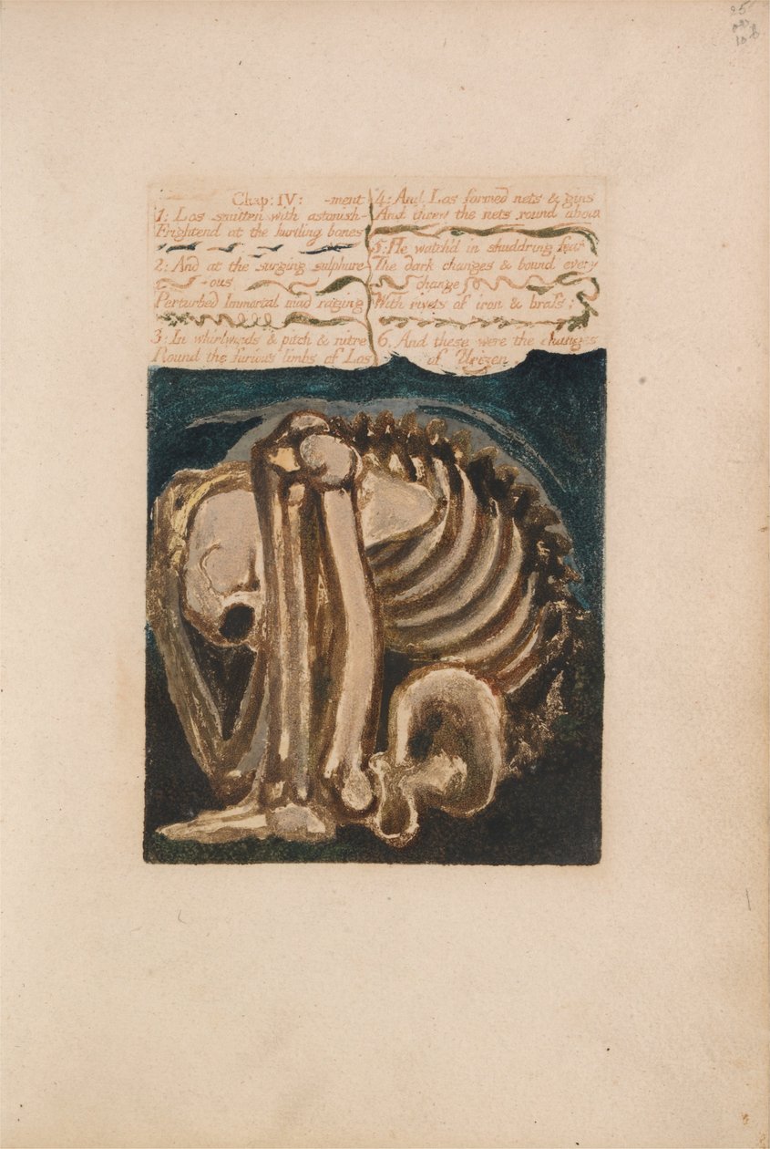 Ensimmäinen Urizenin kirja, levy 12, Los Smitten with Astonishment.... (Bentley 8) tekijältä William Blake