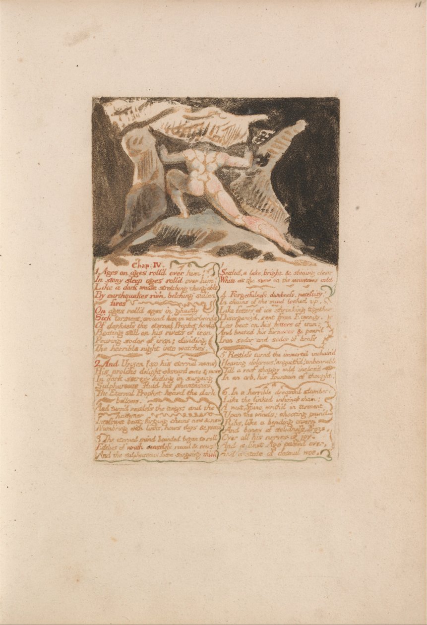 Urizenin ensimmäinen kirja, levy 13, luku IV tekijältä William Blake