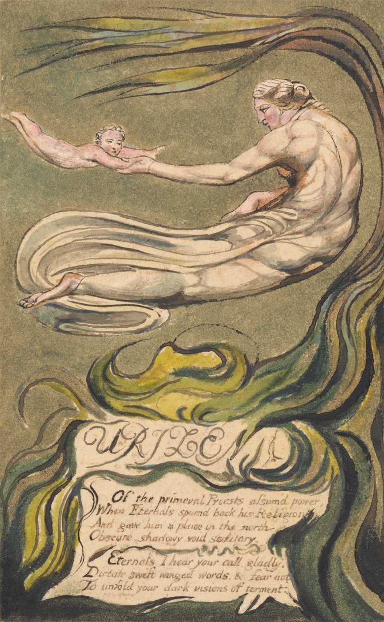Urizenin ensimmäinen kirja, levy 2(b), "Preludium" (Bentley 2b) tekijältä William Blake