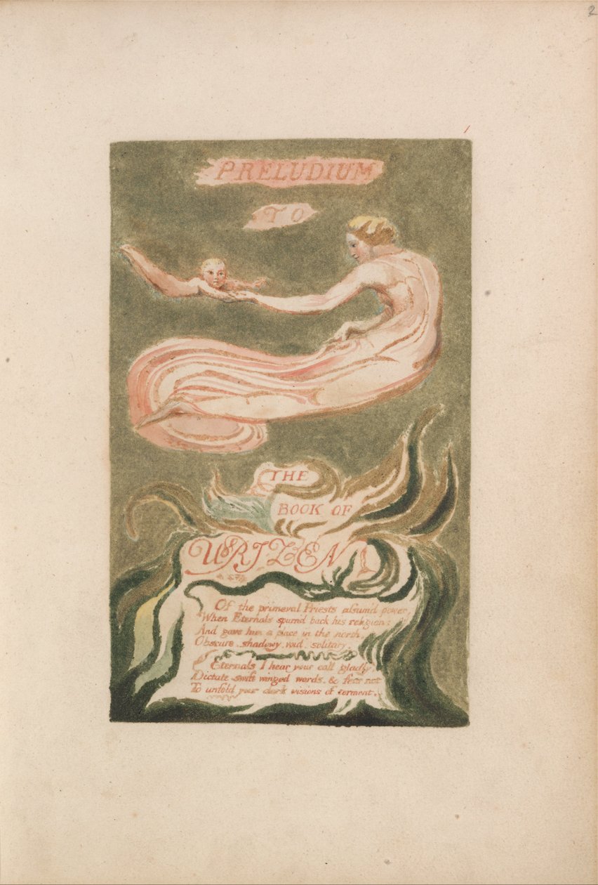 The First Book of Urizen, Plate 2, Preludium to the Book of Urizen (Bentley 2) tekijältä William Blake