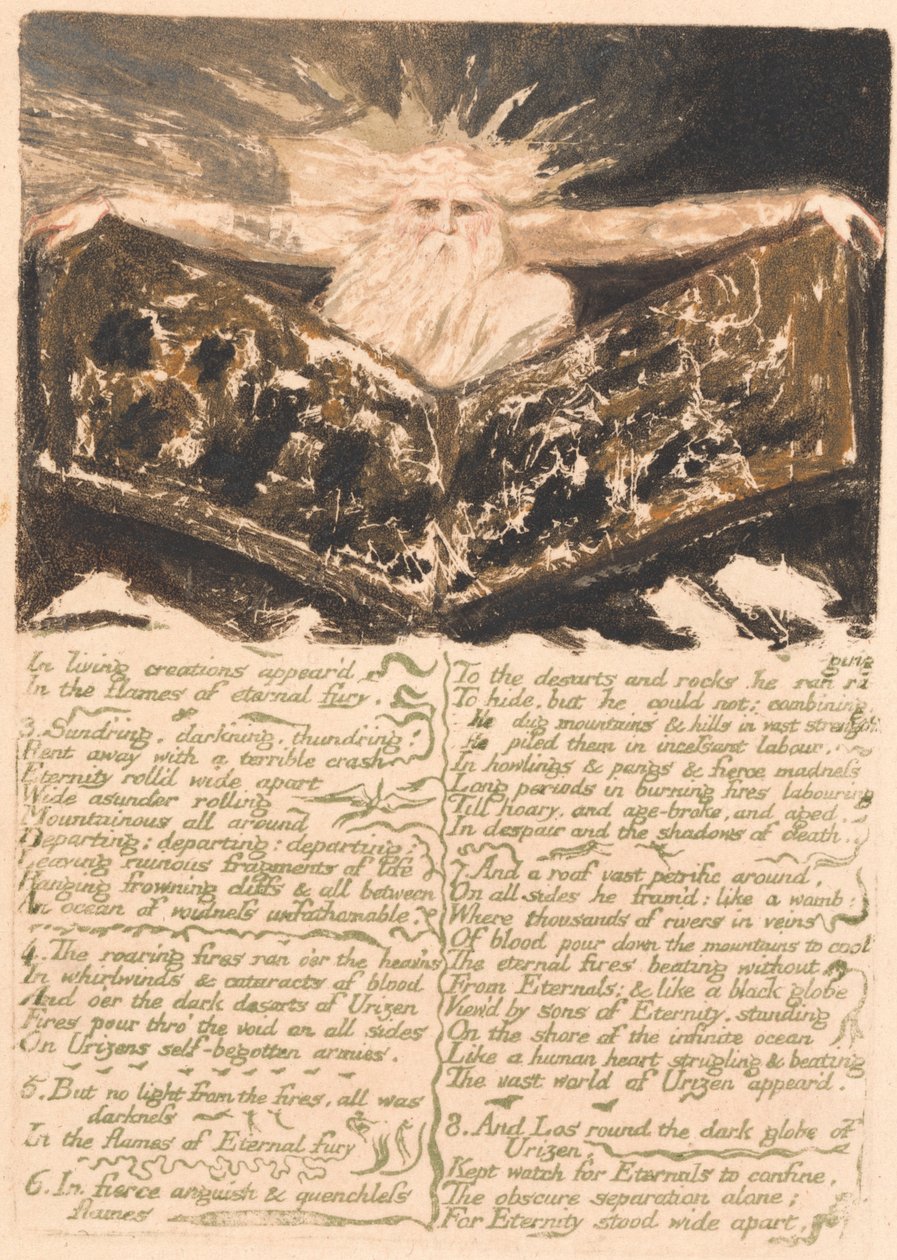 O Primeiro Livro de Urizen, Placa 6, "Nas criações vivas apareceram. . . ." (Bentley 5)finlandês tekijältä William Blake