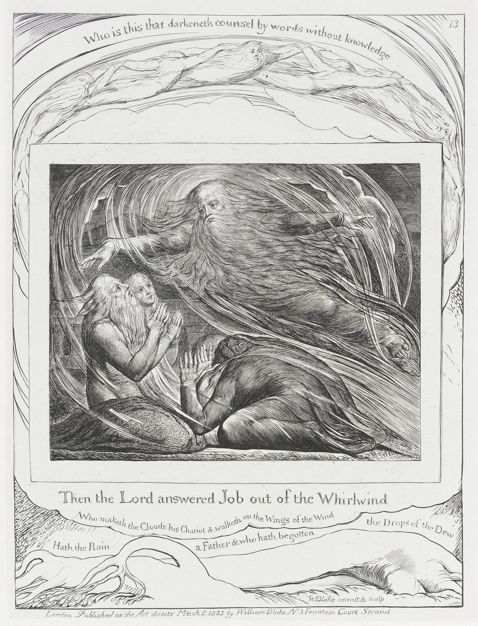 Herra vastaa Jobille pyörremyrskystä tekijältä William Blake