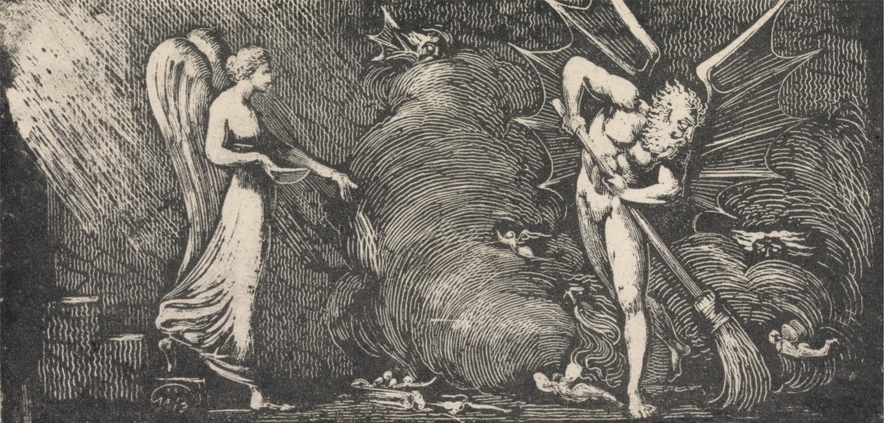 Mies lakaisee tulkin salissa tekijältä William Blake