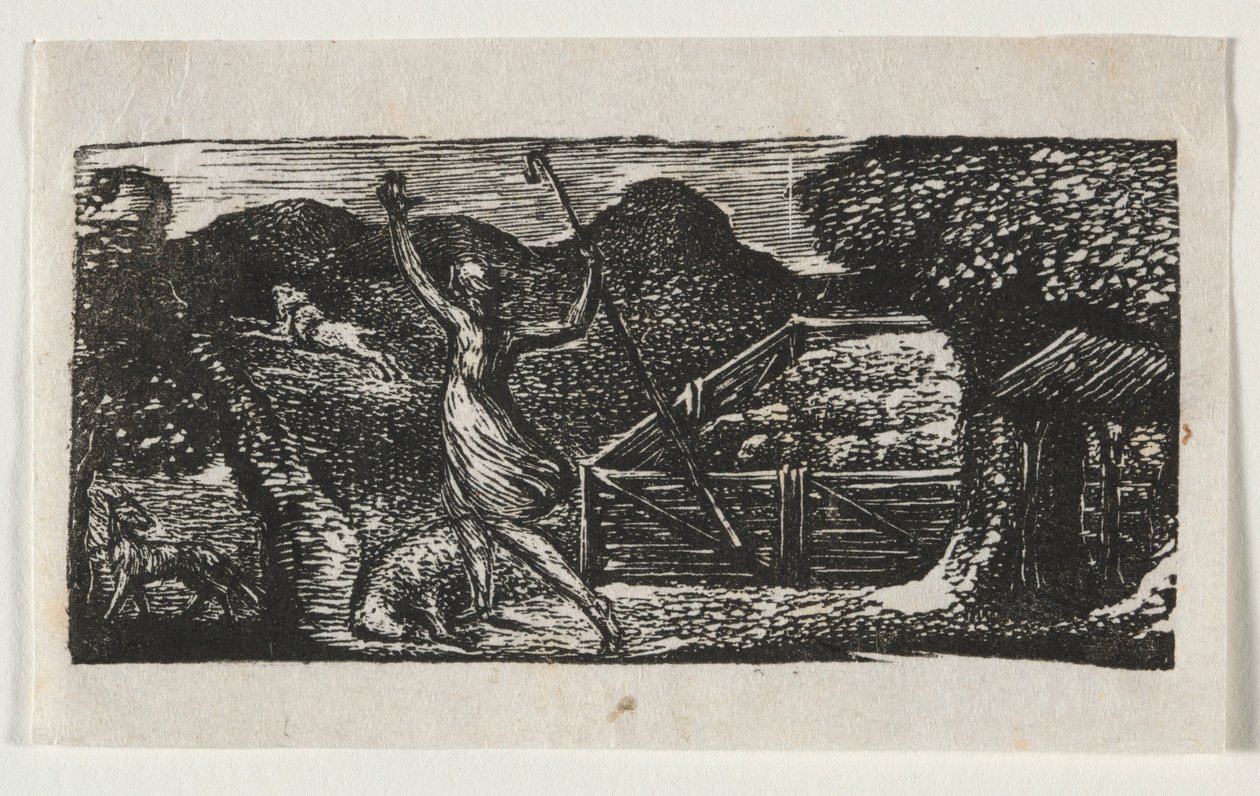 The Pastorals of Vergil, Eclogue I: Paimen ajaa pois suden, 1821. tekijältä William Blake