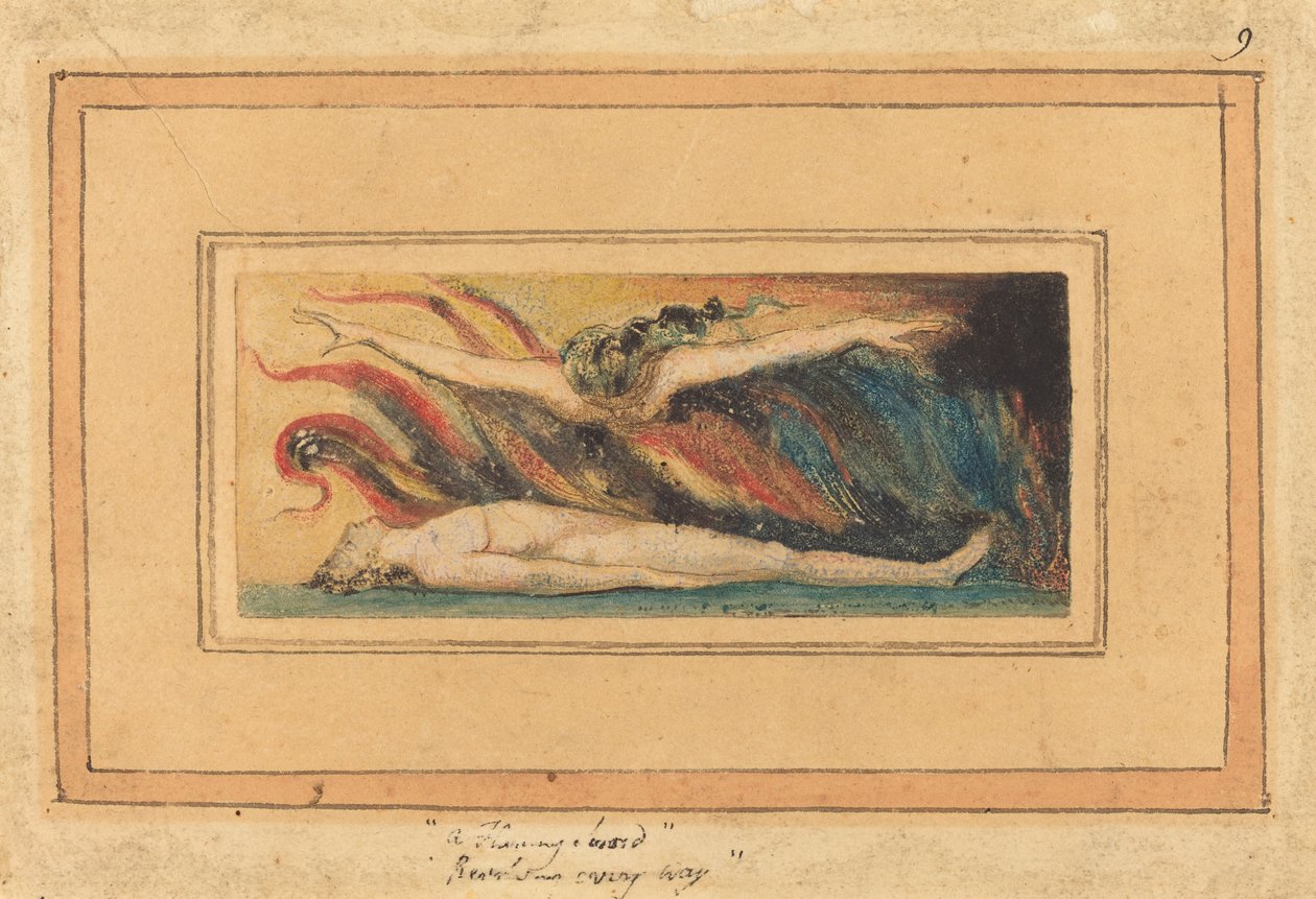 The Soul Hovering Over the Body [kirjasta Marriage of Heaven and Hell, levy 14], n. 1796. tekijältä William Blake