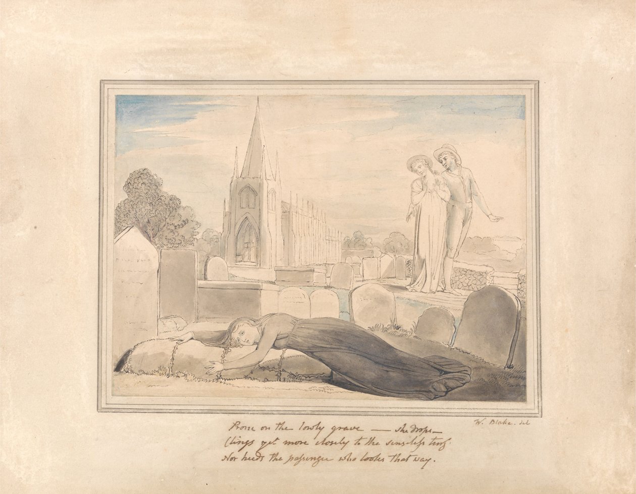 Leski syleilee miehensä hautaa tekijältä William Blake