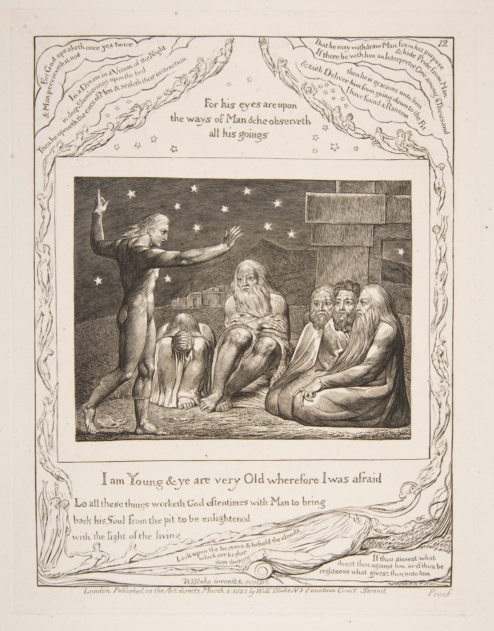 Elihun viha, Jobin kirjan kuvituksista, 1825-26. tekijältä William Blake
