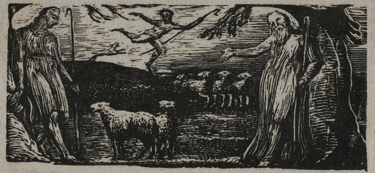 Thenot Remonstrates Colinetin kanssa, Lightfoot taustalla, The Pastorals of Vergil tekijältä William Blake