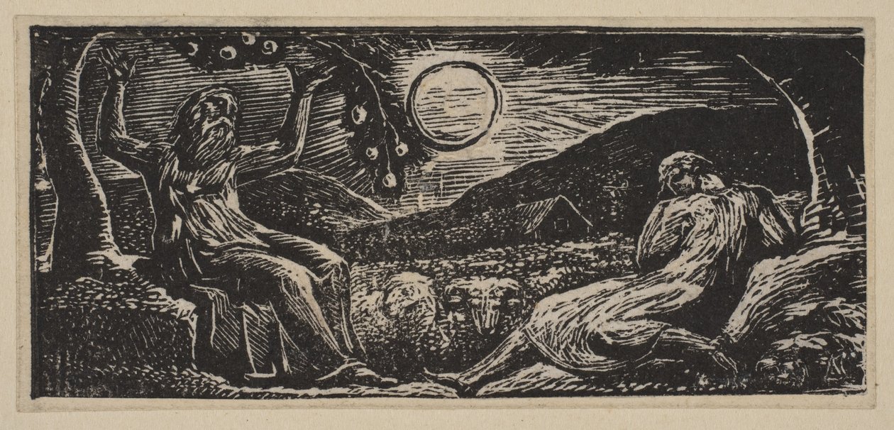 Thenot Under a Fruit Tree, Thorntons Pastorals of Vergil, 1821. tekijältä William Blake