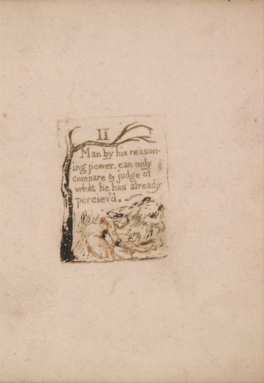 Ei ole luonnollista uskontoa, levy 4, II Ihminen hänen päättelykykynsä perusteella. . . . (Bentley a5) tekijältä William Blake