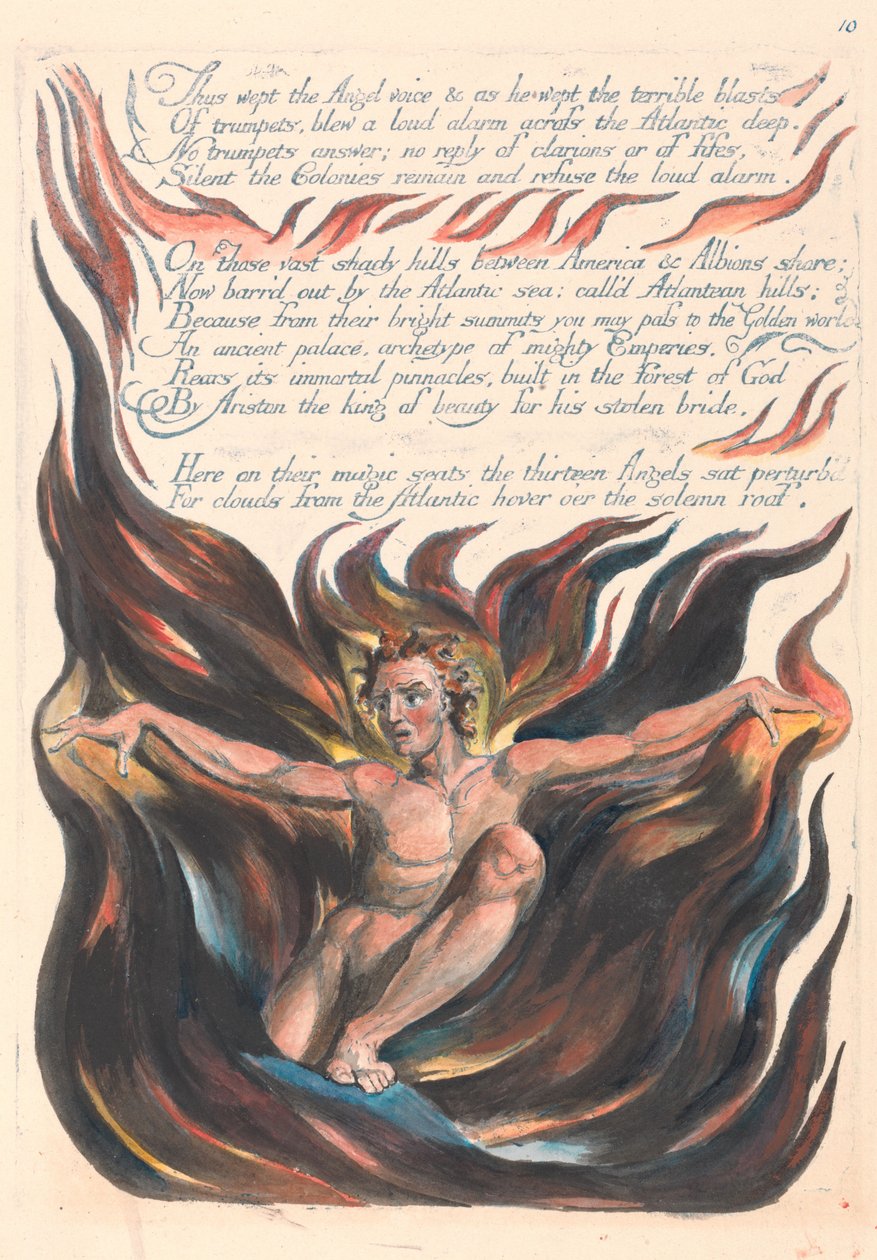 "Näin itki enkelin ääni, ja hänen itkiessään hirvittävät myrskynpuuskat..." (Taulu 12) tekijältä William Blake