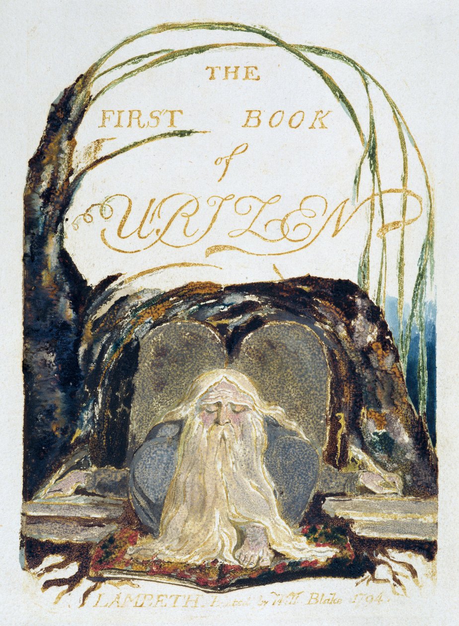 Nimisivu, levy 1 Urizenin ensimmäisestä kirjasta tekijältä William Blake