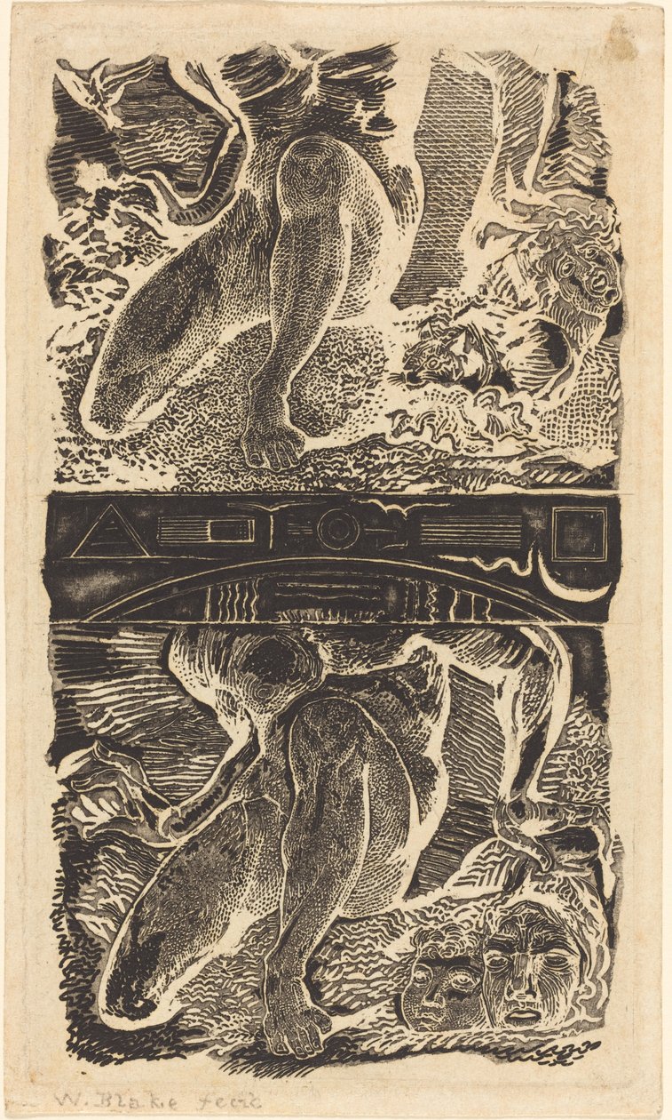 Tuntematon aihe Anna Hänen katsoa ylös taivaaseen ja nauraa kirkkaassa ilmassa, mahdollisesti c. 1805. tekijältä William Blake