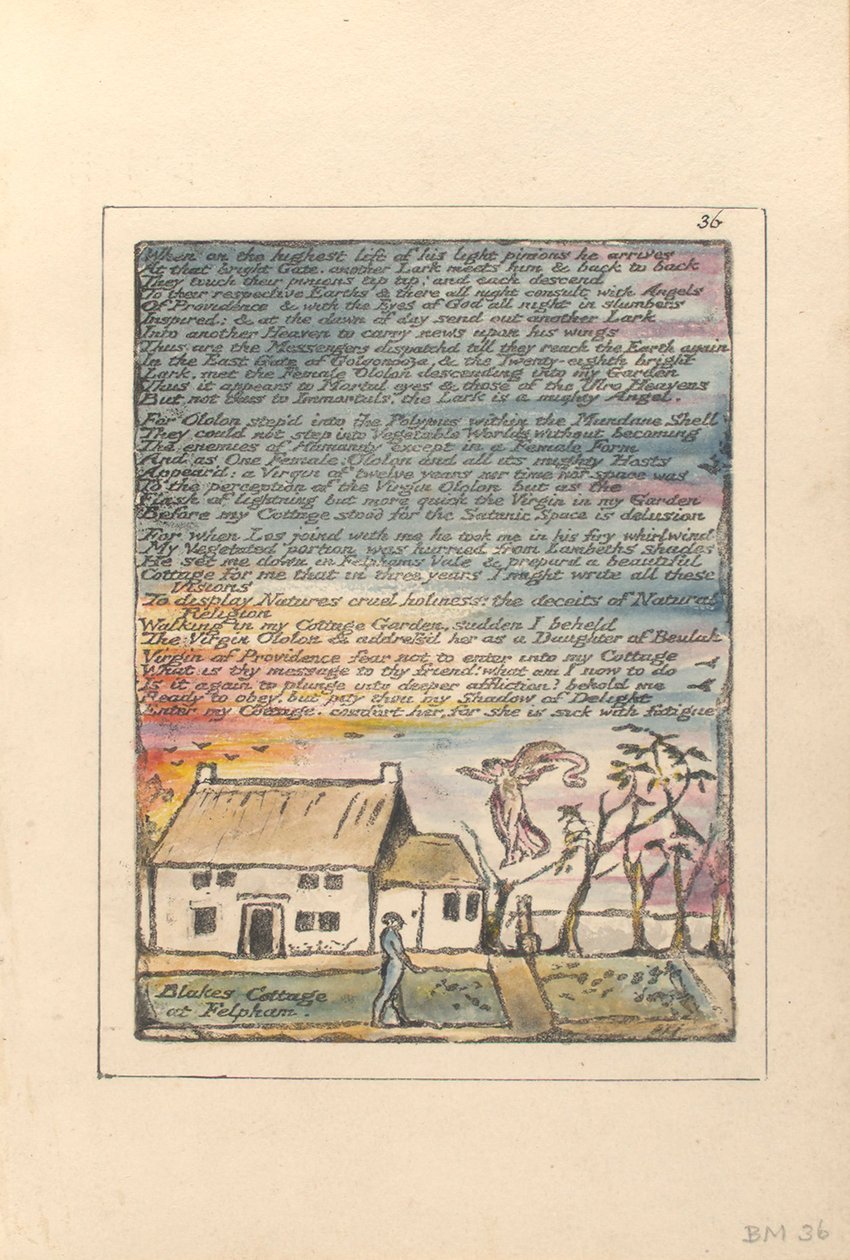 "Kun korkeimmalla hissillä...", levy 36 teoksesta "Milton, runo kahdessa kirjassa", n. 1804-08 tekijältä William Blake