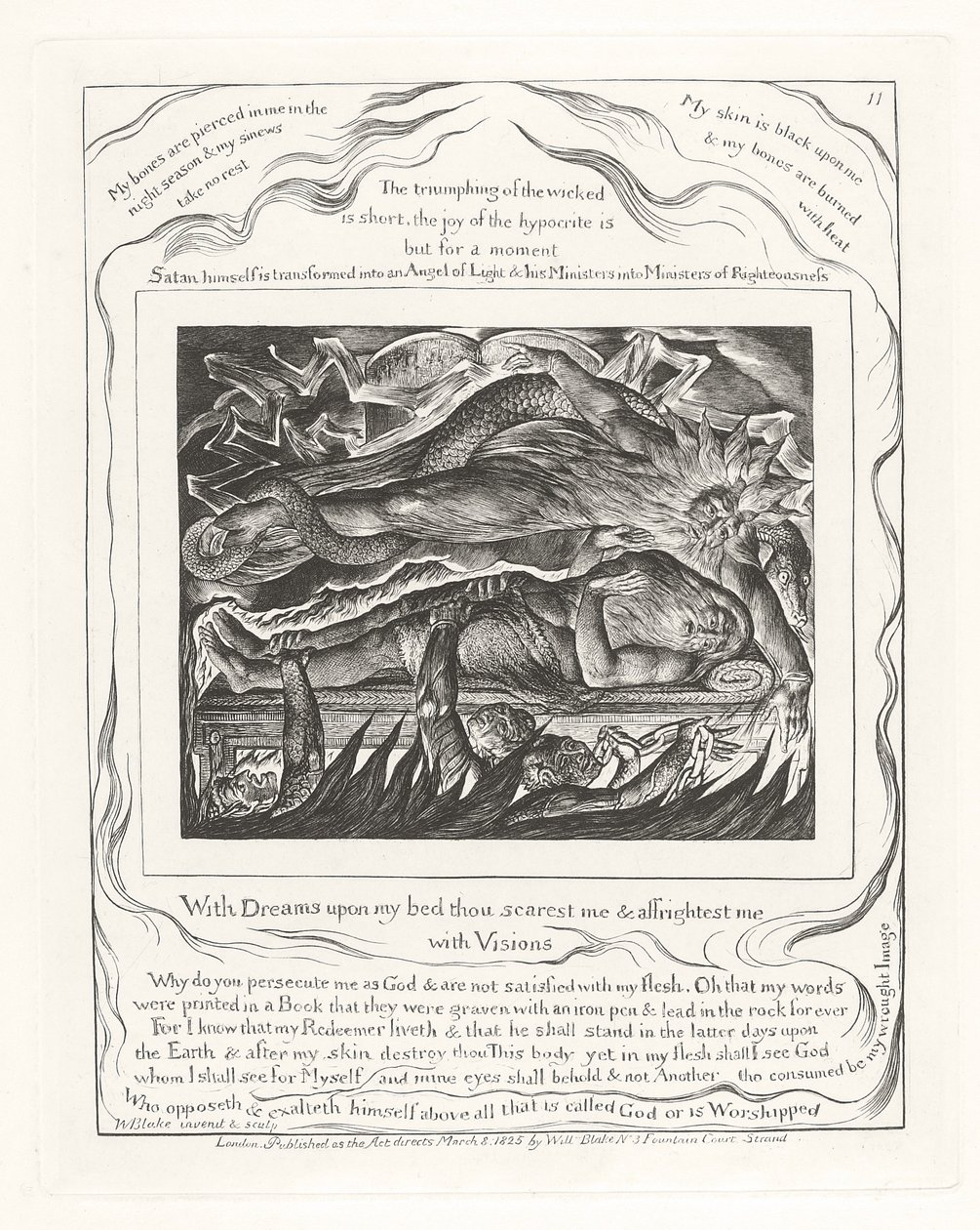 Unilla sängylläni sinä pelotat minua ja pelottelet minut visioilla tekijältä William Blake