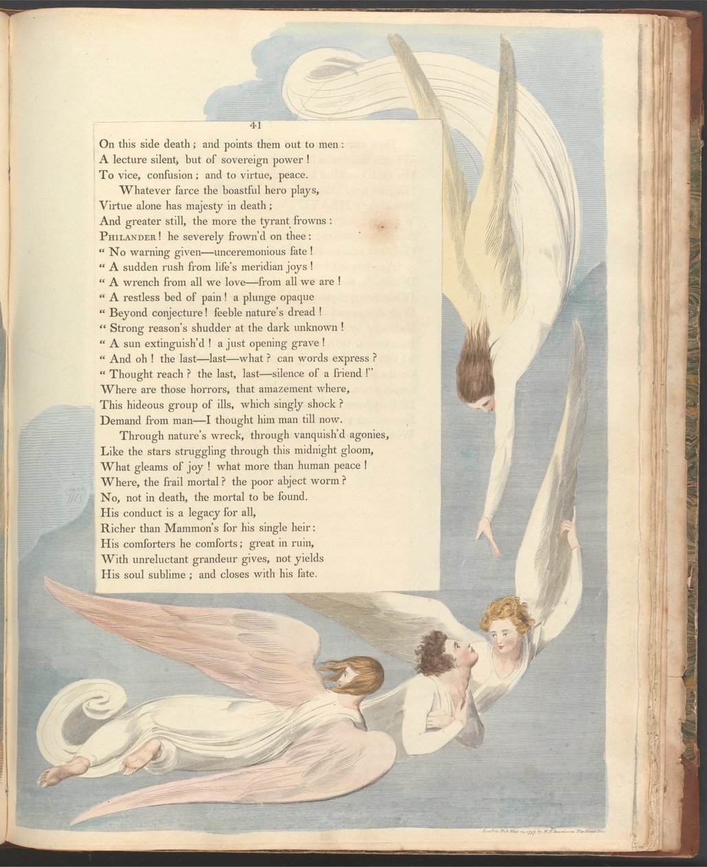 Youngin yön ajatukset, sivu 41, "Yksi säteilevä merkki, oikeudenmukaisten kuolinsänky" tekijältä William Blake