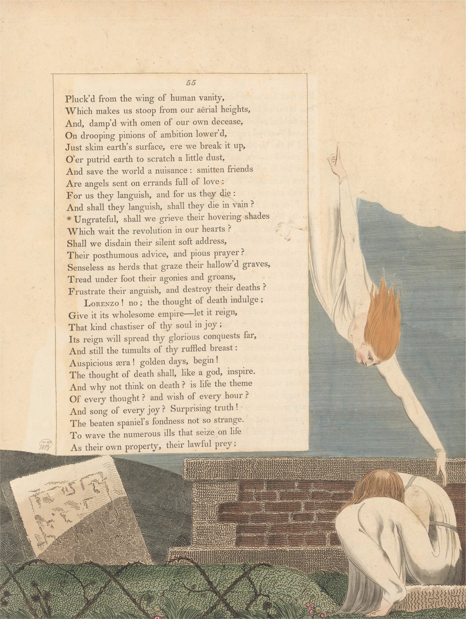 Nuorten yöajatuksia, sivu 55, Kiittämätön, Suremmeko heidän leijuvia varjojaan? tekijältä William Blake