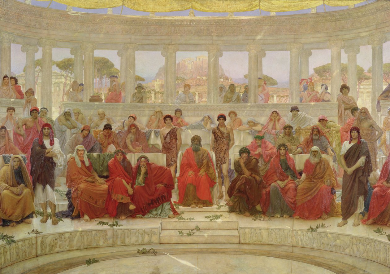 Yleisö Ateenassa Aischyloksen Agamemnonin aikana, 1884 tekijältä William Blake Richmond