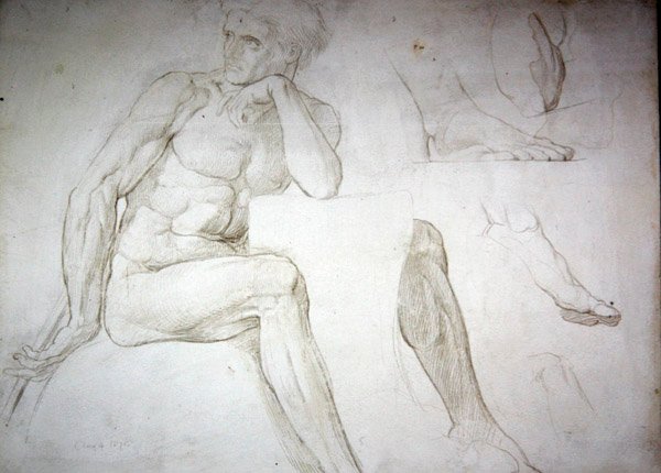 Miesten alastontutkimukset (kynä paperille) tekijältä William Blake Richmond