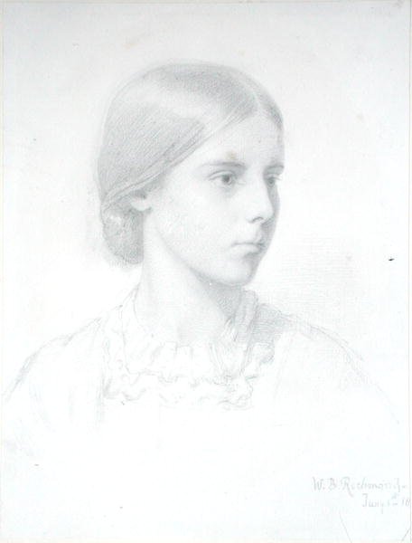 Nuoren naisen muotokuva (kynä paperille) tekijältä William Blake Richmond