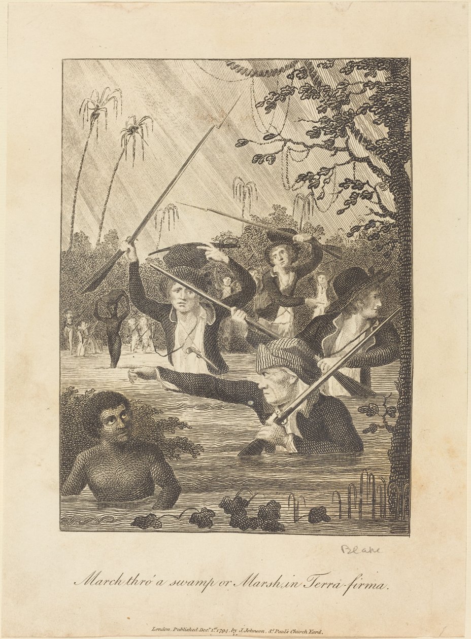 Marssi läpi suon tai suon Terra-firmassa tekijältä William Blake after John Gabriel Stedman