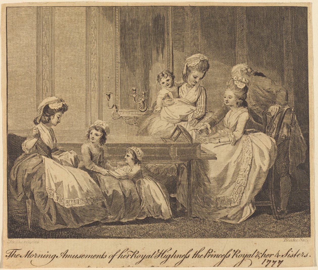 Hänen kuninkaallisen korkeutensa aamuhuvitukset tekijältä William Blake after Thomas Stothard
