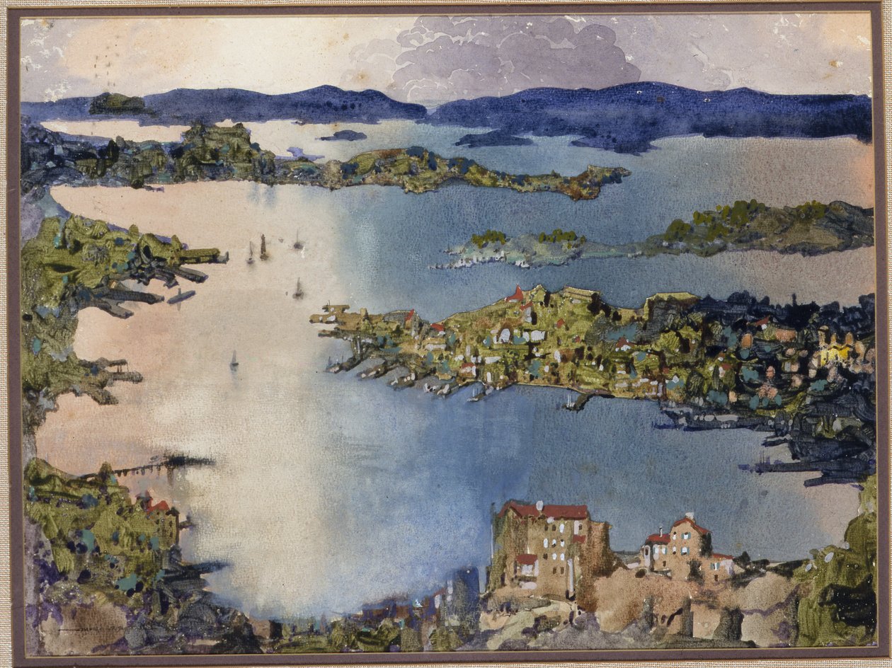 A Land-locked Sea (Sydneyn satama), n. 1895 (w/c paperilla) tekijältä William Blamire Young
