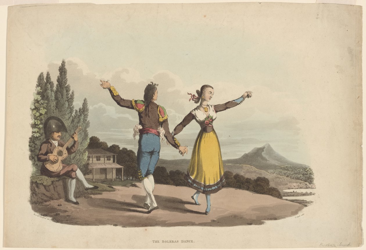 The Boleras Dance, kaiverrus John Heaviside Clark, n. 1810-19 tekijältä William Bradford