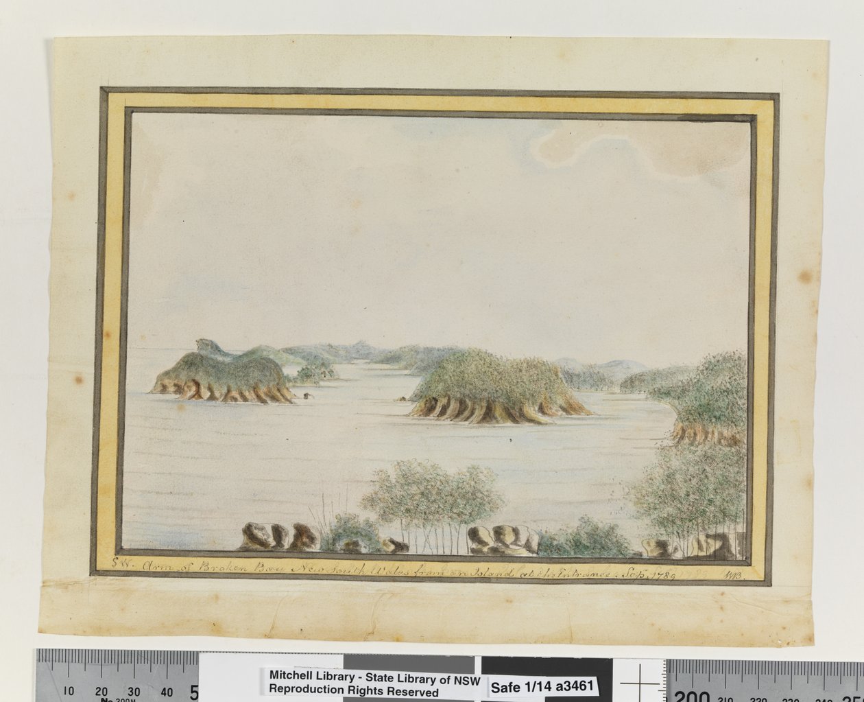 Opp. s. 93. `SW. Broken Bay New South Walesin käsivarsi sisäänkäynnin saarelta. Syys 1789