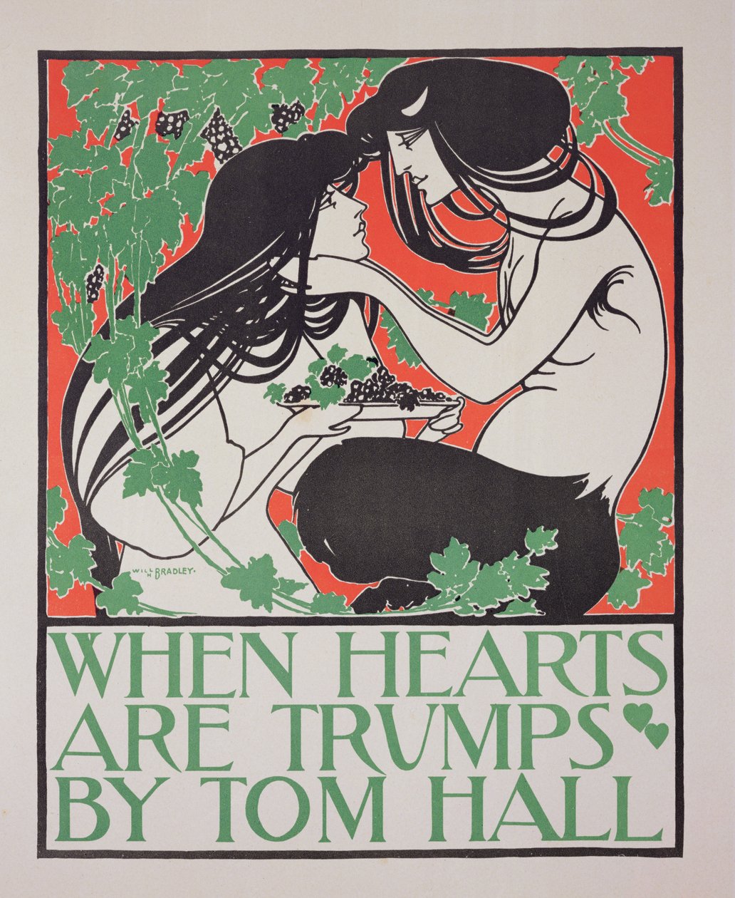 Jäljennös Tom Hallin "When Hearts are Trumps" -julisteesta (katso 41529) tekijältä William Bradley