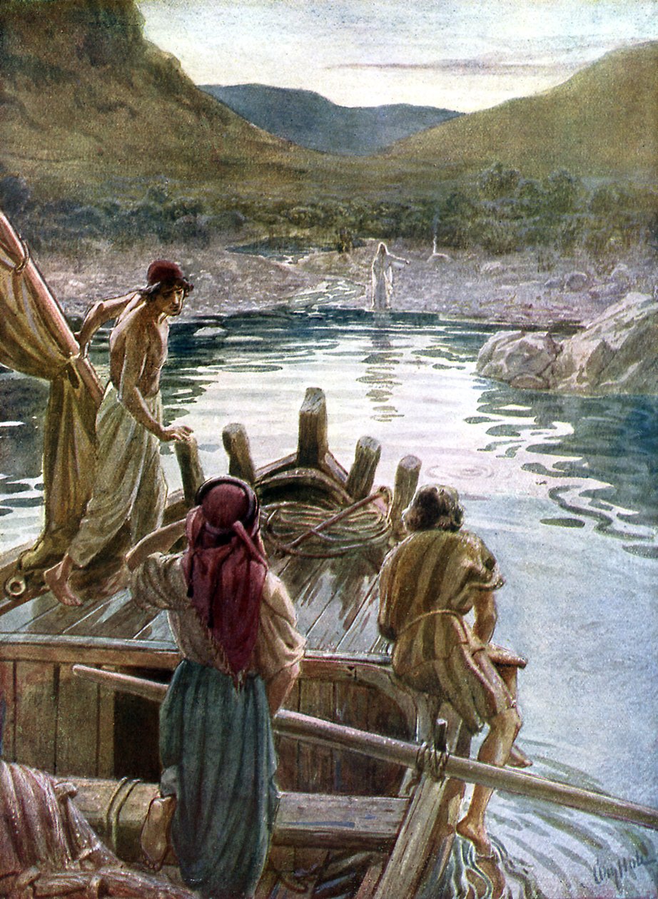 Jeesus ilmestyy opetuslapsille Galilean merellä - Raamattu tekijältä William Brassey Hole