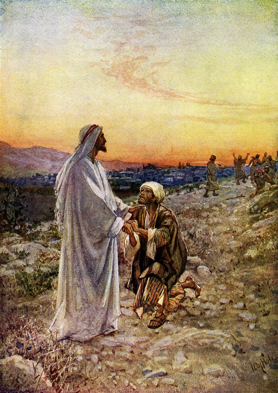 Jeesus parantaa spitaalisia Samariassa - Raamattu, Uusi testamentti tekijältä William Brassey Hole