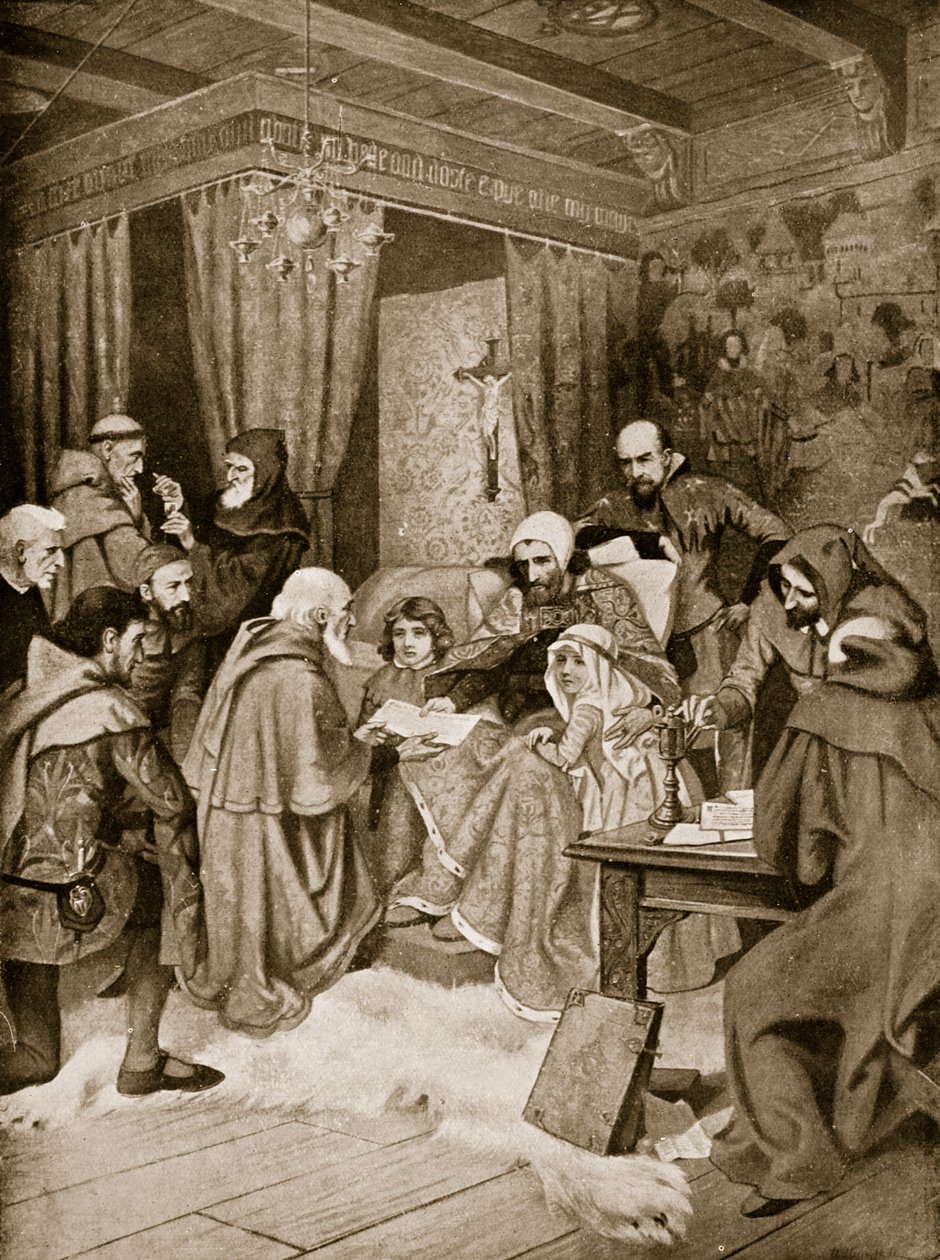 Robert Bruce myöntämässä peruskirjaa, 1329, kuvitus teoksesta 
