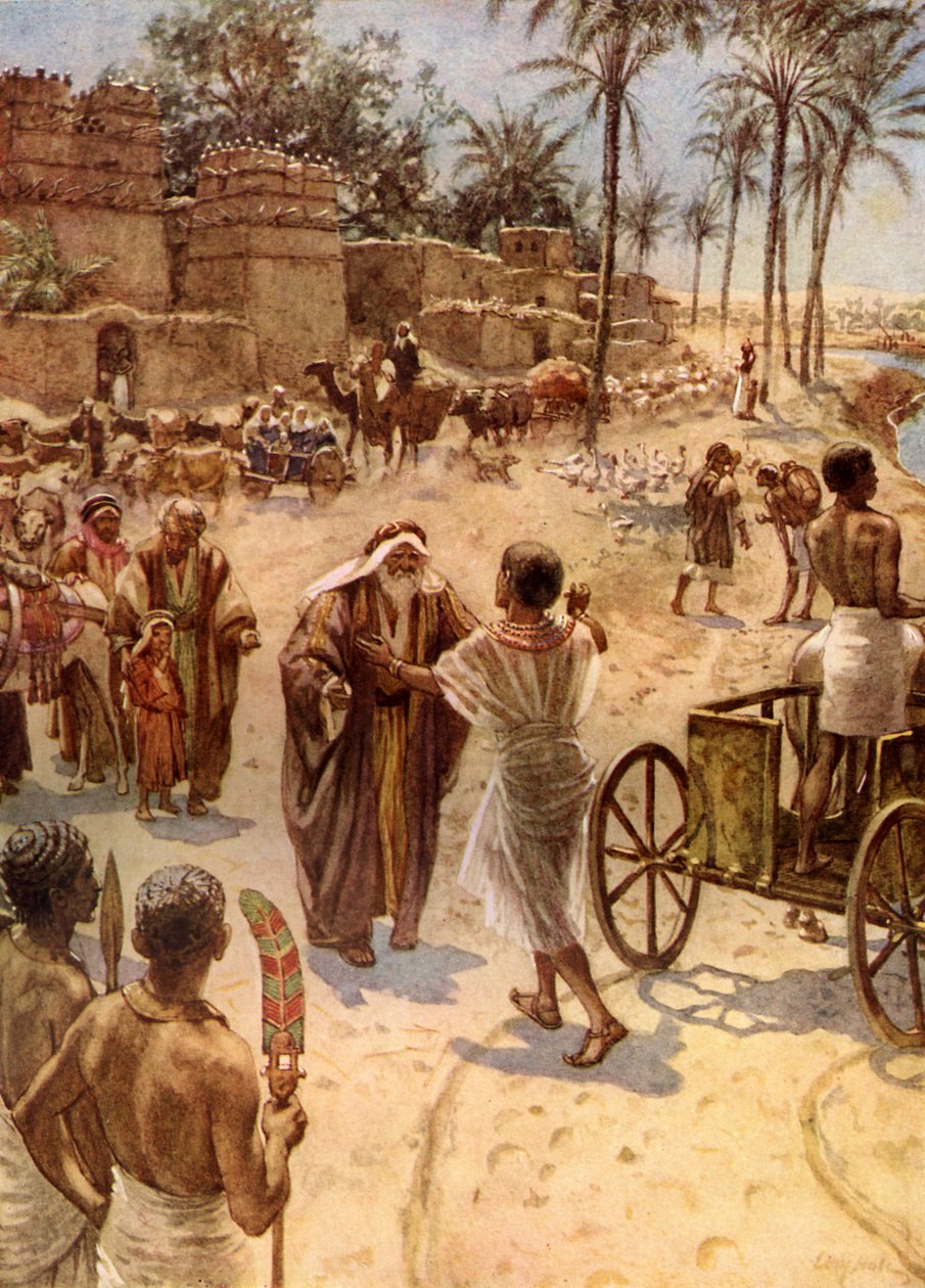 Jaakobin ja Joosefin tapaaminen Egyptissä - Raamattu tekijältä William Brassey Hole