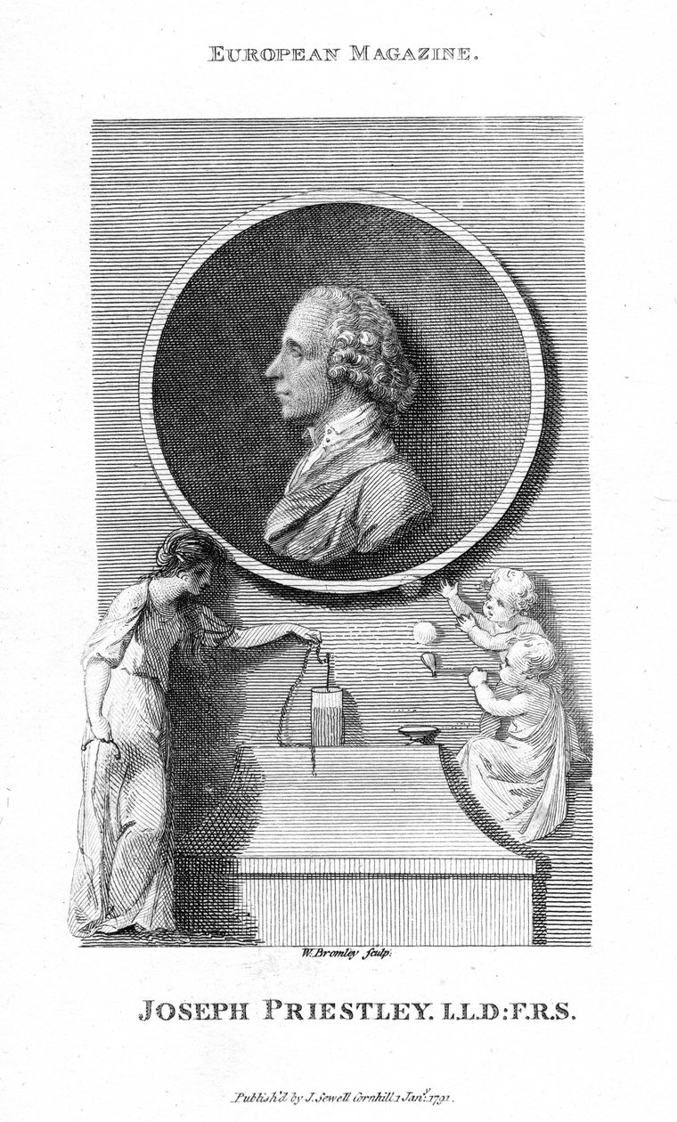 Joseph Priestley, englantilainen kemisti ja presbyteeripappi, 1791 tekijältä William Bromley