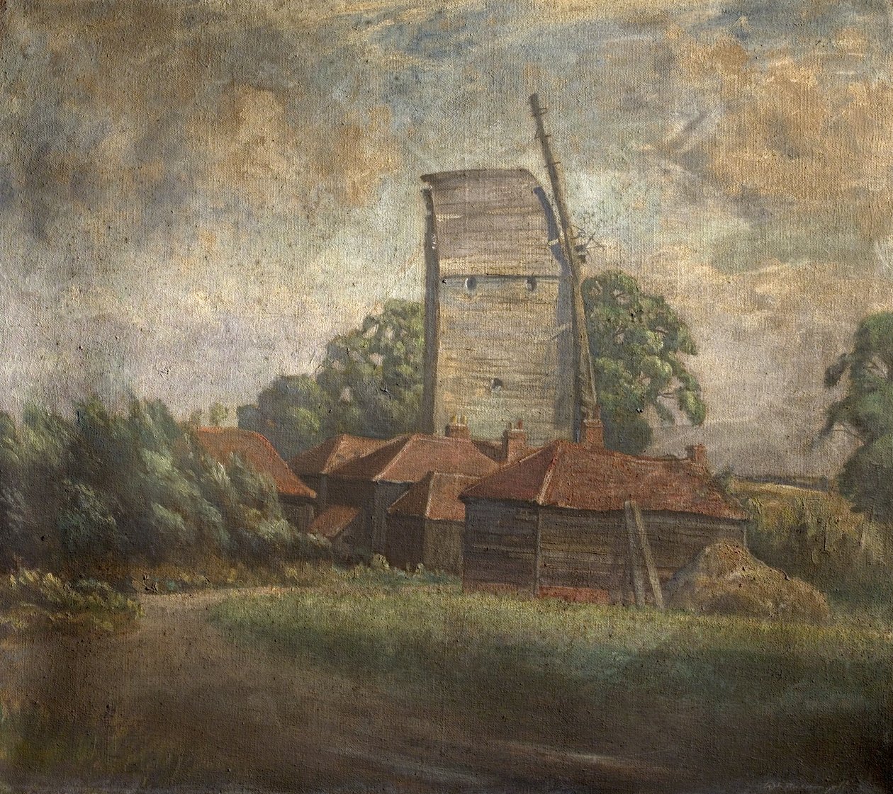 Toot Mill, Toot Hill, Essex (öljy hessiankankaalle) tekijältä William Brown MacDougall