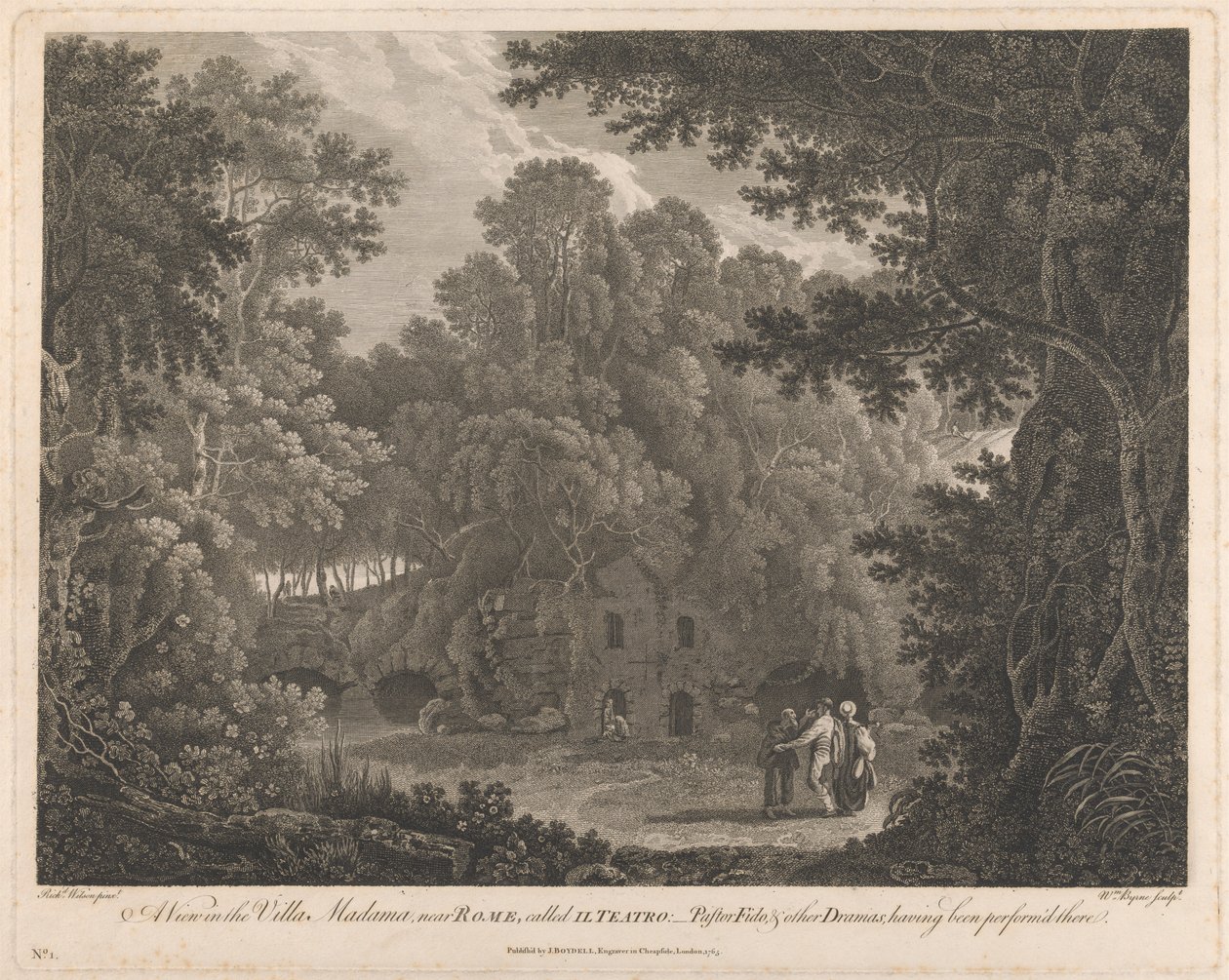 Uma vista na Villa Madama, perto de Roma, chamada II Teatrofinlandês tekijältä William Byrne