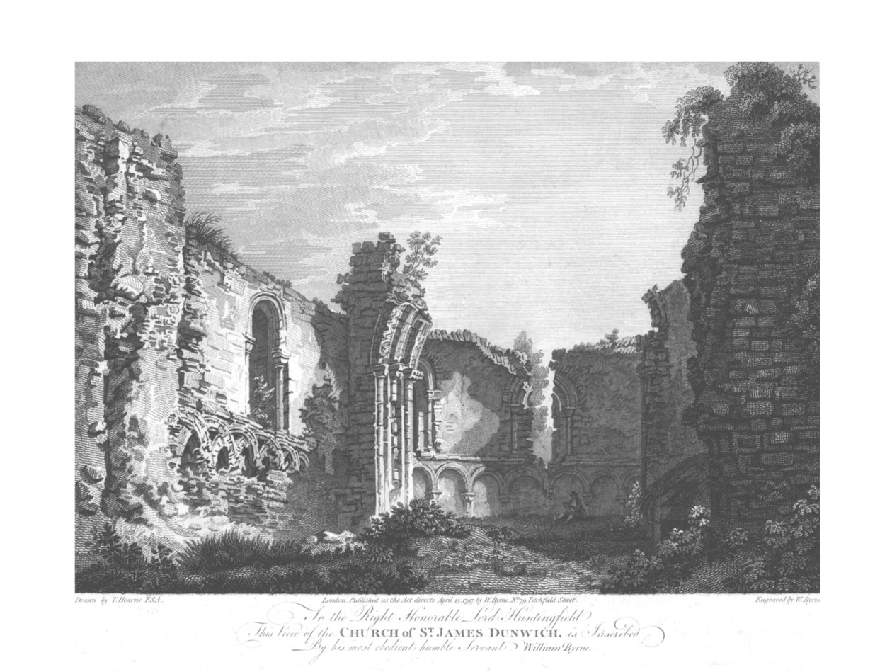 St Jamesin kirkko, Dunwich, 1700-luvun loppu. tekijältä William Byrne