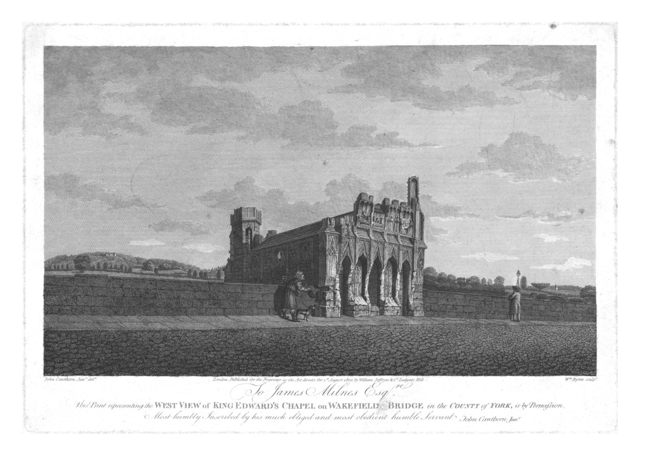 West View King Edwards Chapelista Wakefield Bridgellä Yorkin kreivikunnassa, 1800 tekijältä William Byrne
