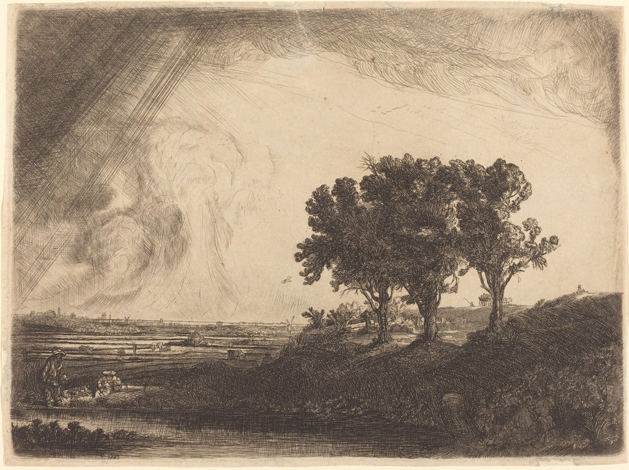 Els tres arbres finlandès tekijältä William Byron after Rembrandt van Rijn