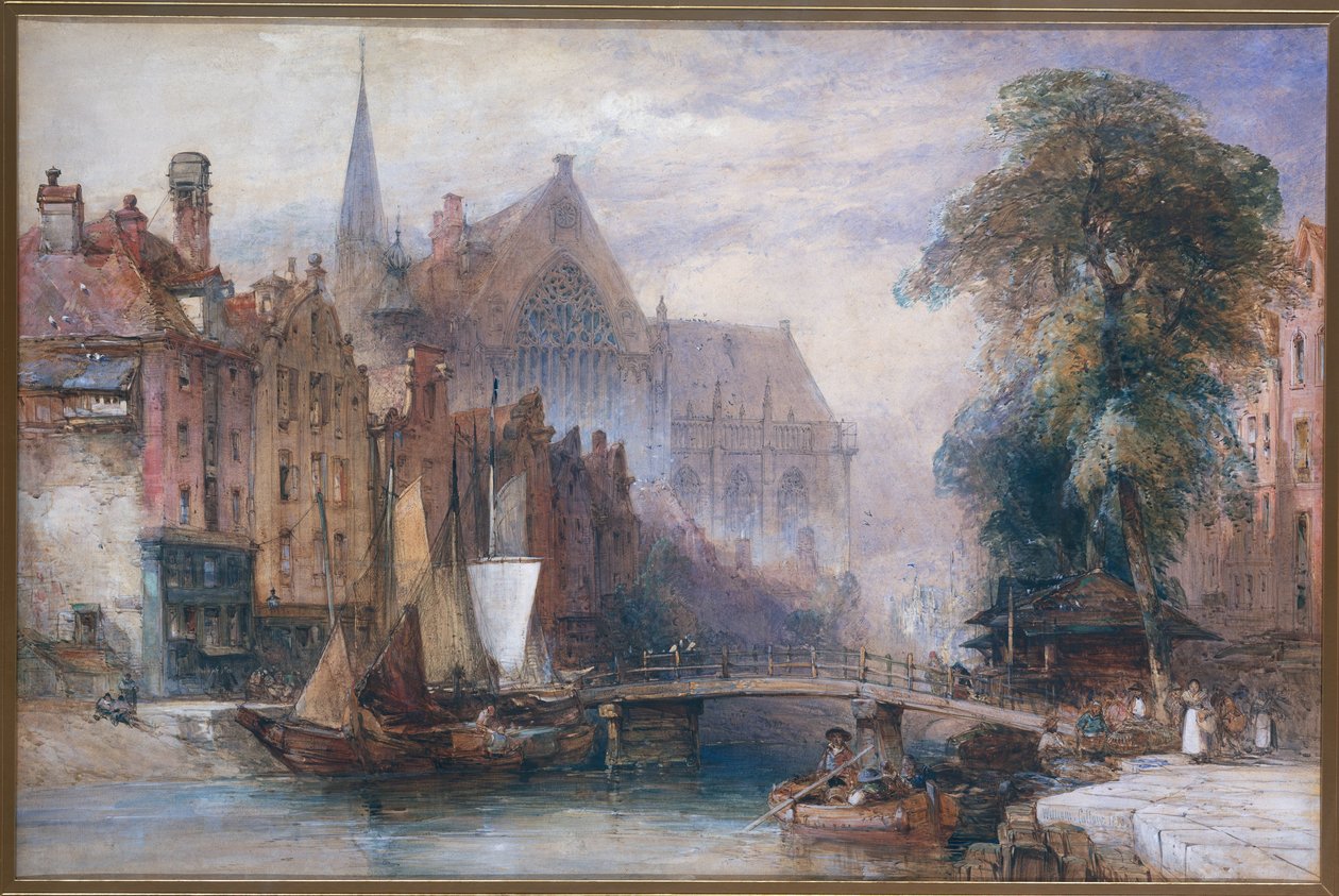 Vista del Nieuwe Kerk i el Nieuwezijds Voorburgwal a Amsterdam, des del nord de Finlàndia tekijältä William Callow