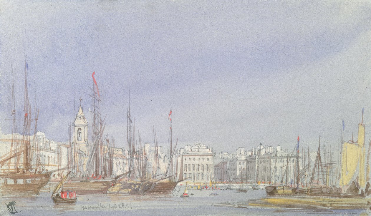 Marseille, Shipping Inner Harbour, 28. heinäkuuta 1836 tekijältä William Callow