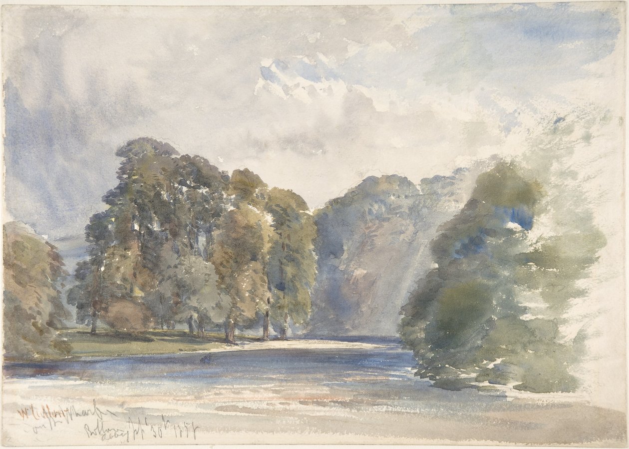 Wharfen rannalla, Bolton Abbey tekijältä William Callow