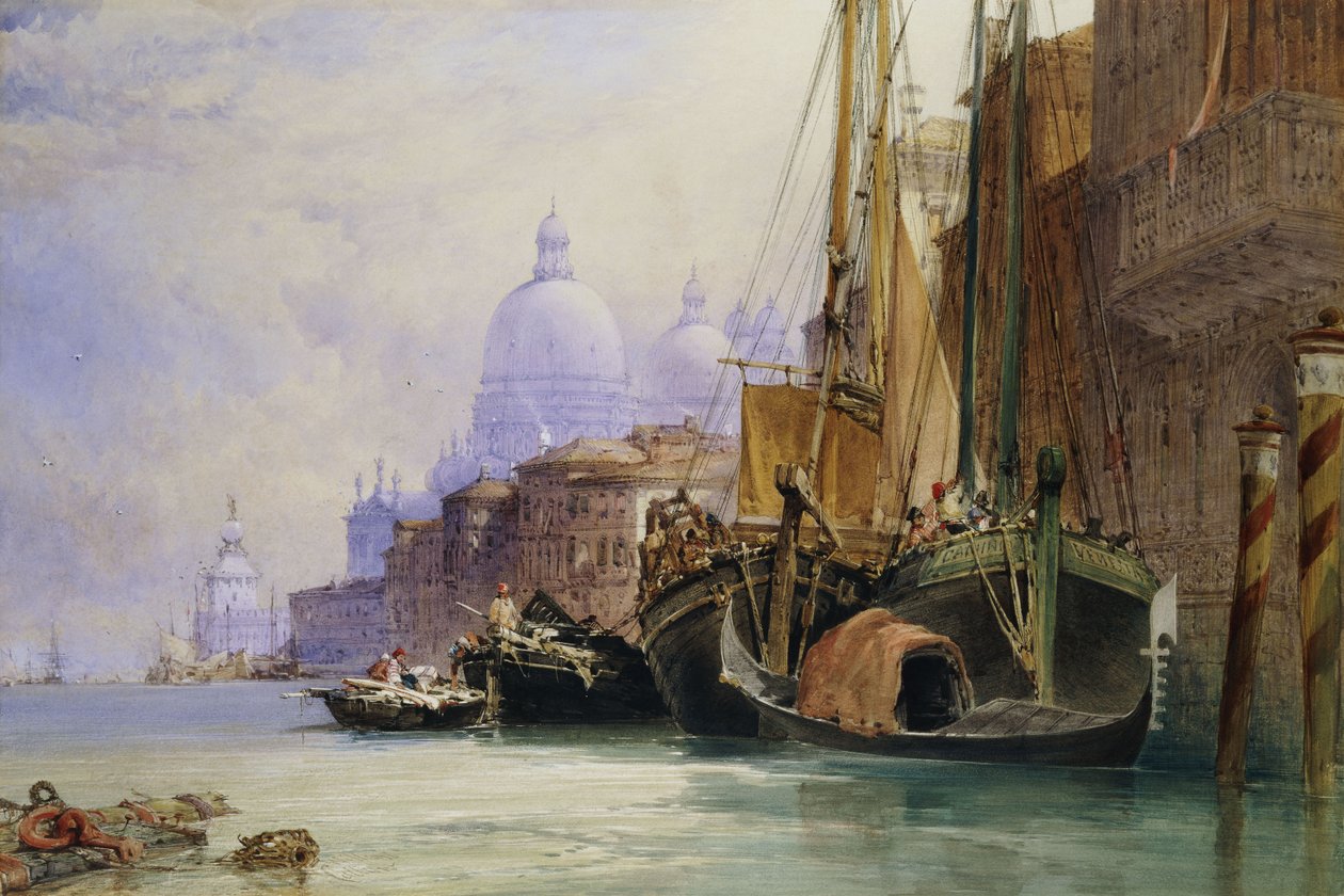 Santa Maria della Salute ja Grand Canal, Venetsia, tekijältä William Callow
