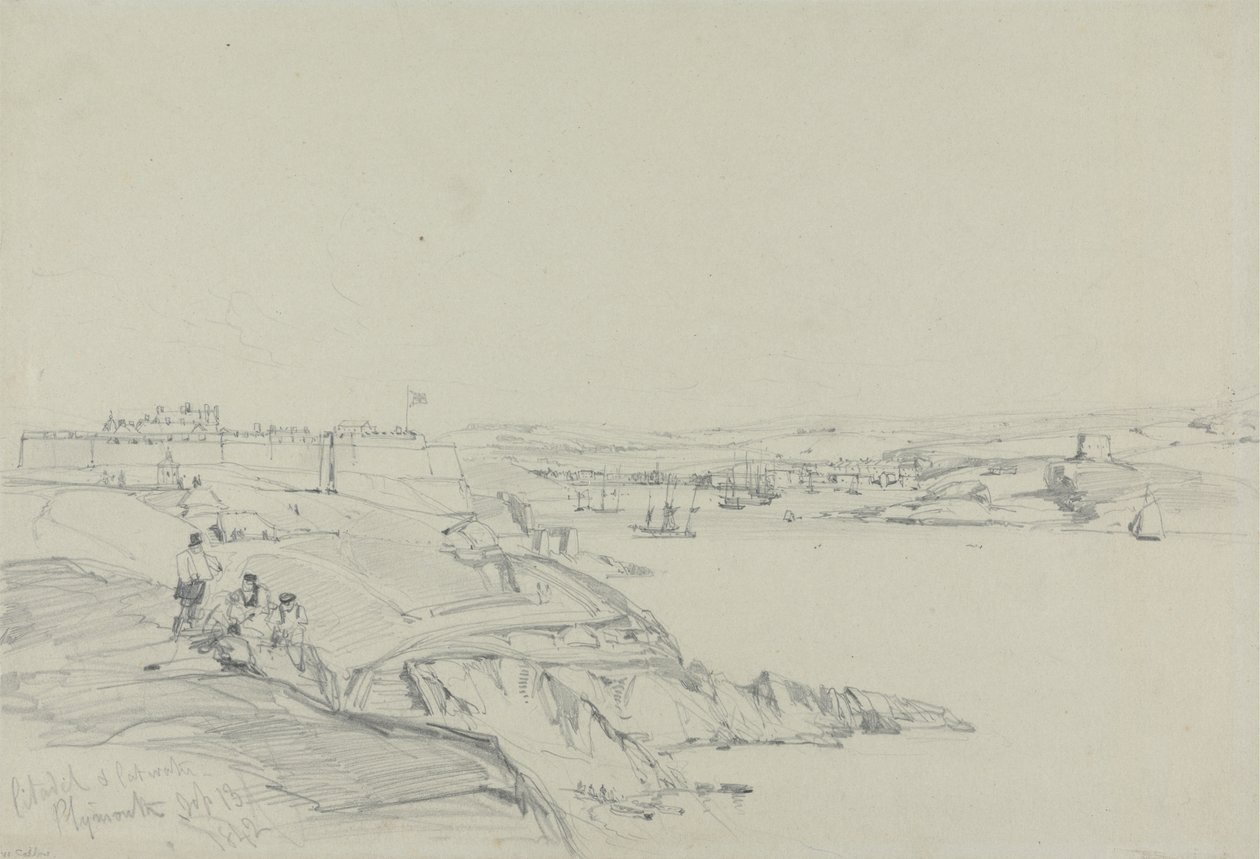 Royal Citadel ja Cattewater, Plymouth tekijältä William Callow