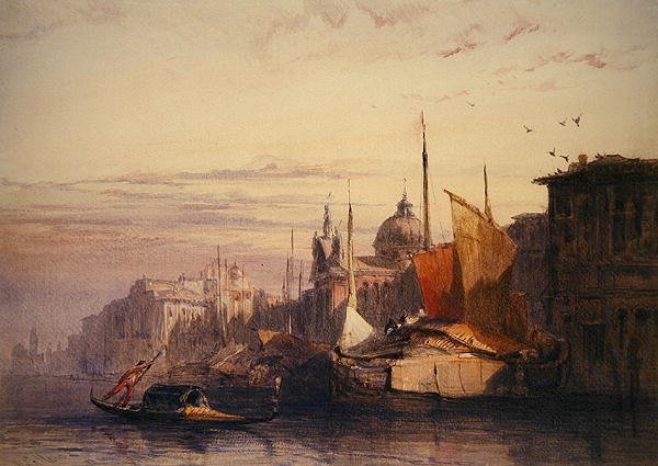 Venetsia (akvarelli paperille) tekijältä William Callow