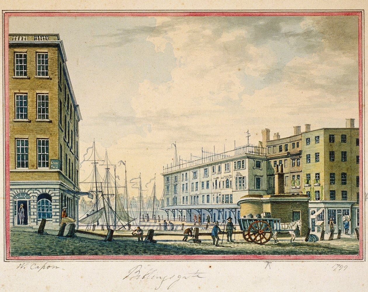 Billingsgate Market, Lontoo, 1799 tekijältä William Capon